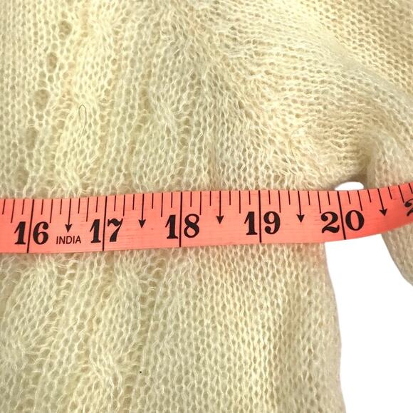 FORLOVE & NANCY Mohair Wool Blend Knit Sweater M Cream Cottage Fairy Preppy NWT - Picture 8 of 9